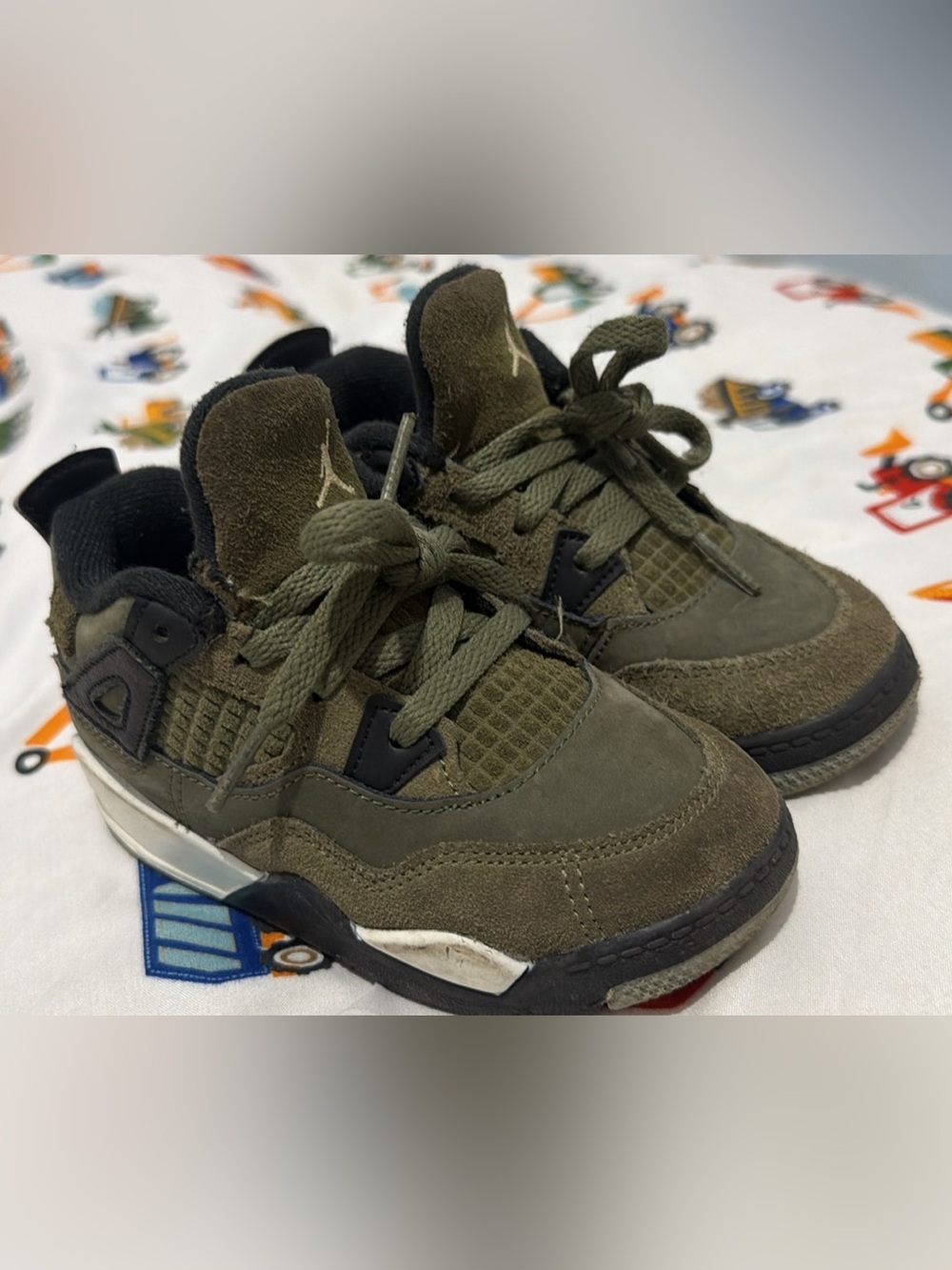 Jordan Kids Olive Green Suede & Mesh Sneakers